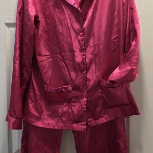 Ambrielle Satin Pajama Set - Fuchsia